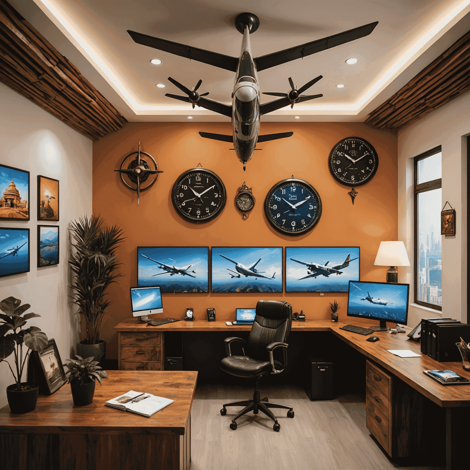 New FlightAdventure office in India with staff and Indian-themed aviation decorations